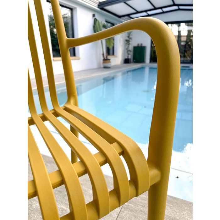 Lot de 2 fauteuils de jardin - CITY GARDEN - Tiago-FT - Empilable - Moutarde