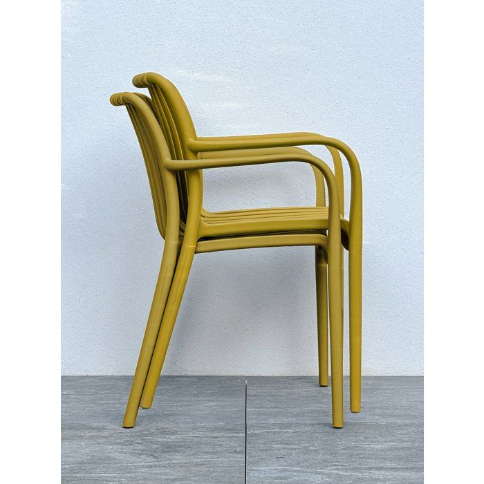Lot de 2 fauteuils de jardin - CITY GARDEN - Tiago-FT - Empilable - Moutarde
