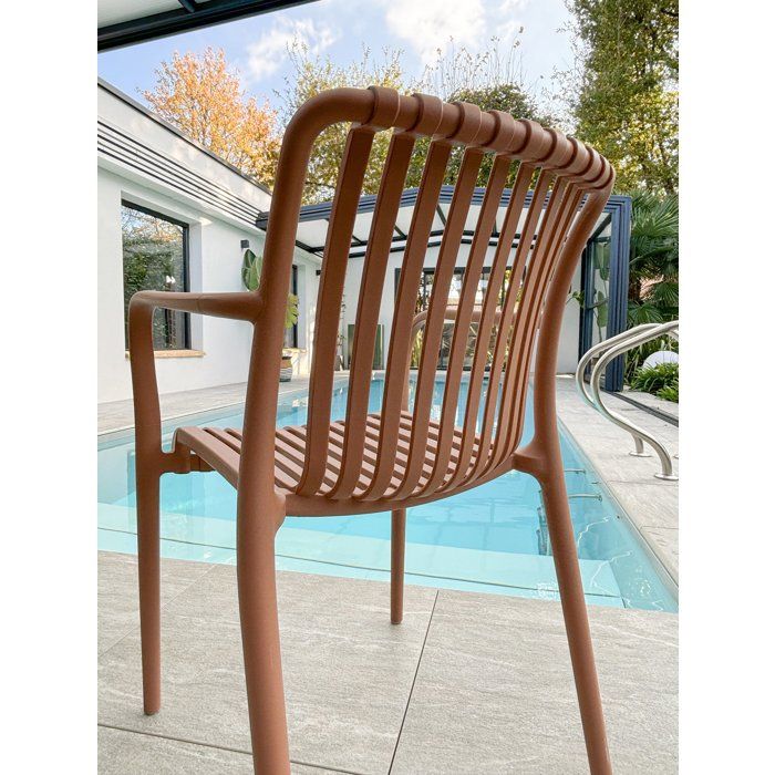 Lot de 2 fauteuils de jardin - CITY GARDEN - Tiago-FT - Empilable - Terracotta