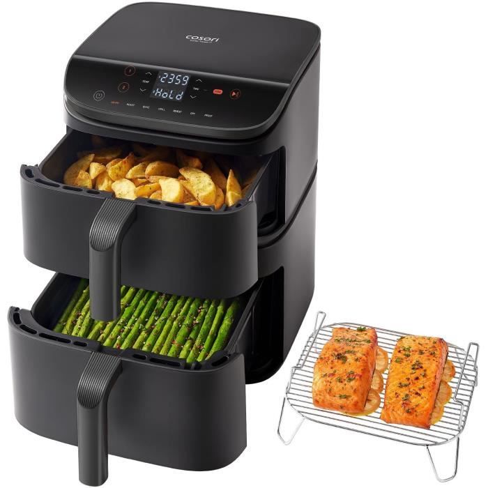 Friteuse sans huile COSORI - Turbo Tower Chef Edition - Capacité 10,8L - 2 cuves - 6 programmes - 2630W - Noir
