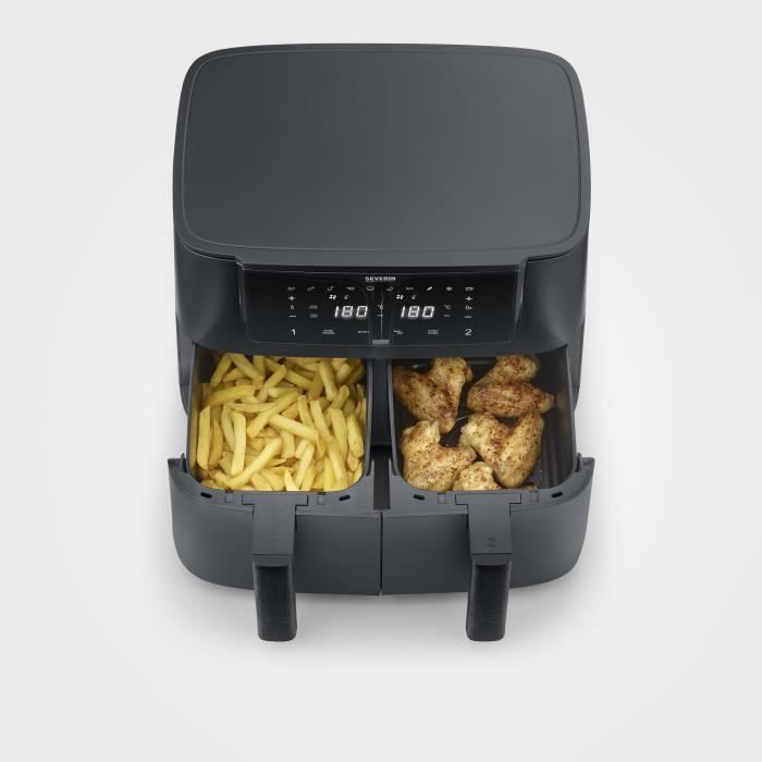 Friteuse sans huile SEVERIN - Airfryer FR2463 - Capacité 8L - Double cuve - 10 programmes - 2600W