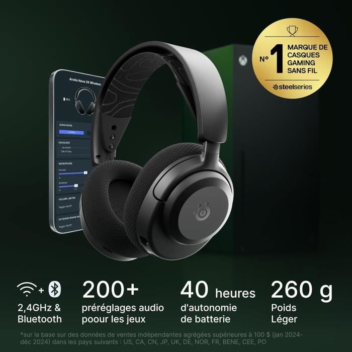 Casque gaming sans fil - STEELSERIES - Arctis Nova 3XW - Autonomie 40h - Connexion 2,4 GHz - Compatible Xbox