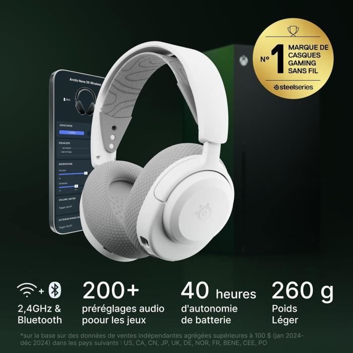 Casque gaming sans fil - STEELSERIES - Arctis Nova 3XW - Autonomie 40h - Bluetooth - Compatible Xbox