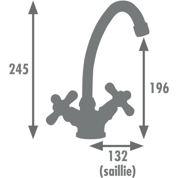 Mélangeur lavabo - EDOUARD ROUSSEAU - Rétrosol - Embase Ø 52 mm - Bec haut orientable - Vieux Bronze