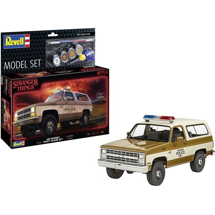 Maquette de voiture - REVELL - Model Set - Stranger Things - Chevrolet K5 Blazer - Avec colle, peintures et accessoires