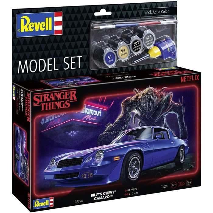 Maquette de voiture - REVELL - Model Set - Stranger Things - Billy's Chevy Camaro Z/28 - Avec colle, peintures et accessoires