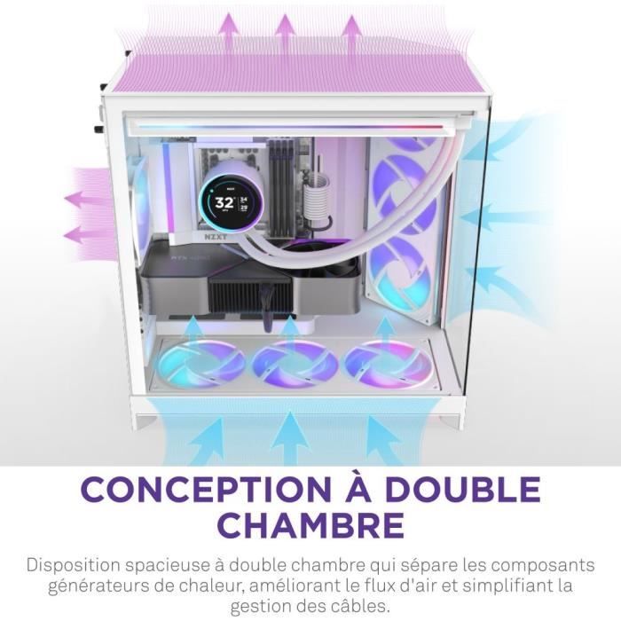 Boitier moyen-tour - NZXT - CM-H92FW-R1 - H9 Flow RGB - Ventilateurs RGB inclus - Blanc