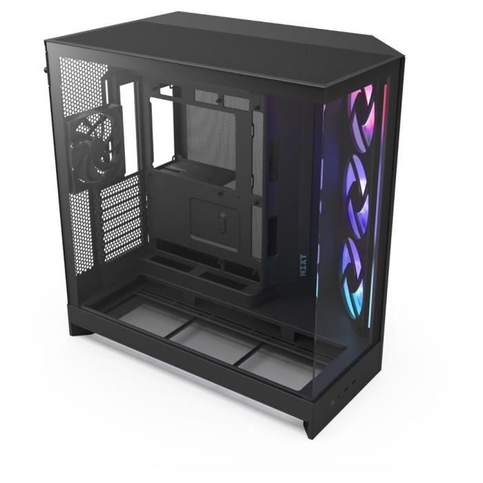 Boitier moyen-tour - NZXT - H9 Flow RGB - Double chambre - Ventilateurs RGB inclus - Noir