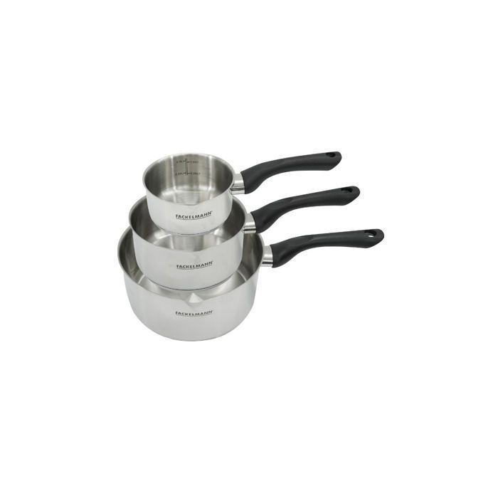 Set 3 casseroles 12 16 et 20 cm en inox Fackelmann Geneva