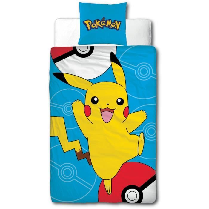 Parure de lit - POKEMON - Pikachu III - Microfibre - 1 housse de couette 140 x 200 cm + 1 taie 63 x 63 cm
