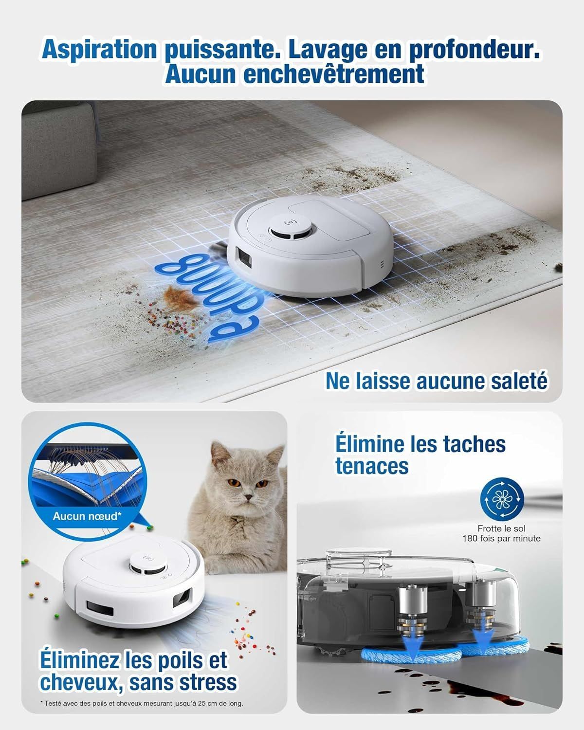Aspirateur Robot Laveur - ECOVACS DEEBOT MINI - 9 000 Pa - ZeroTangle 2.0 - TrueMapping 2.0 - Séchage a 45 ? - Vidage Auto