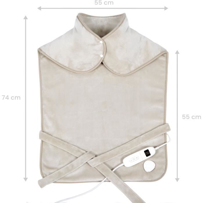 Coussin chauffant dos et cervicales - LIVOO - DOS218C - 100 W - 60 x 90 cm - Flanelle - Lavable en machine 30° - 50-65° - Creme