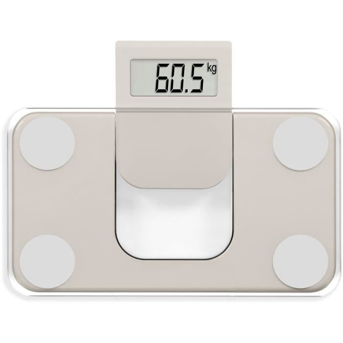 Mini pese-personne électronique - LIVOO - DOM532C - Max 180 kg - LCD - Verre trempé - Marche arret automatique - Creme