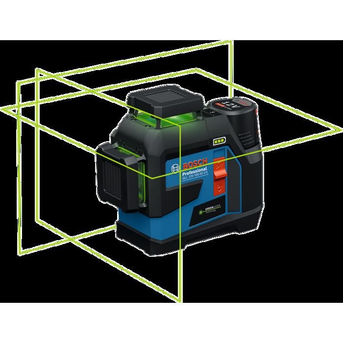 Bosch Professional laser lignes GLL 12V-100-33 CG (3 lignes laser sur 360°, portée 100 m, housse, L-BOXX avec batterie chargeur)