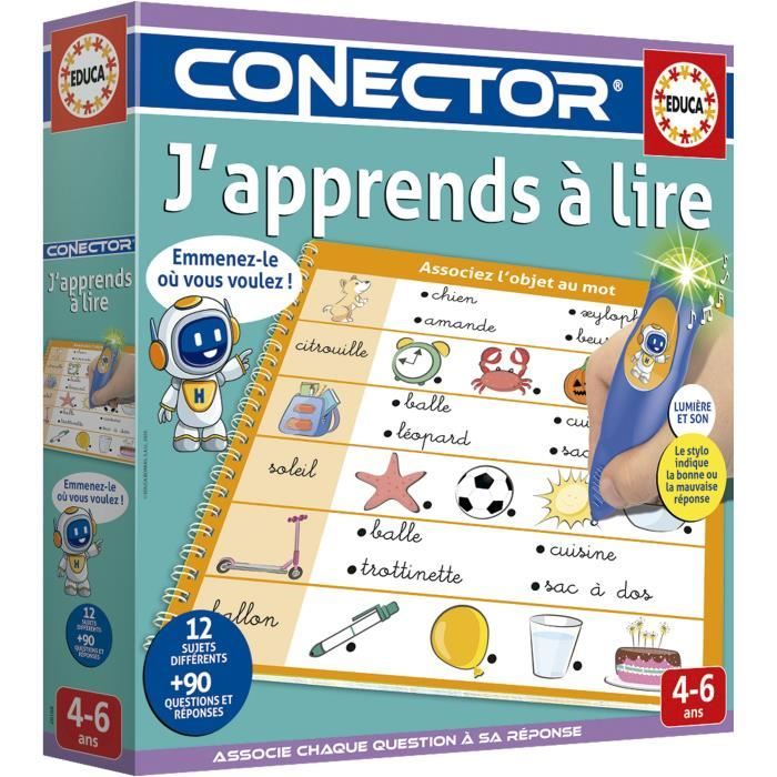 Conector J'apprends a Lire - Jeu éducatif - EDUCA - 90 questions, 12 themes, format livre - Des 4 ans