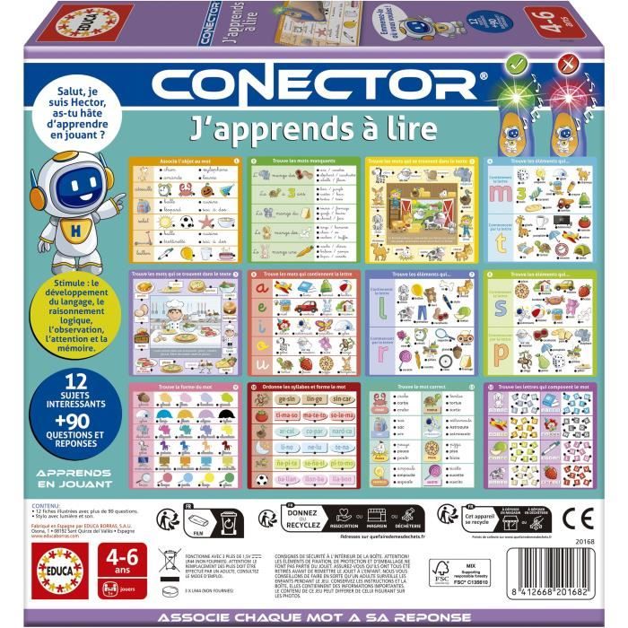 Conector J'apprends a Lire - Jeu éducatif - EDUCA - 90 questions, 12 themes, format livre - Des 4 ans