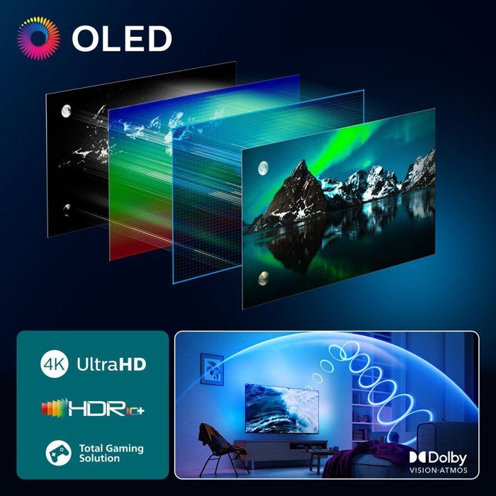 Philips 48OLED760 Ambilight - TV OLED 48 (121 cm) - 4K UHD 3840x2160 - 120 Hz - Dolby Vision - Smart TV - 4xHDMI
