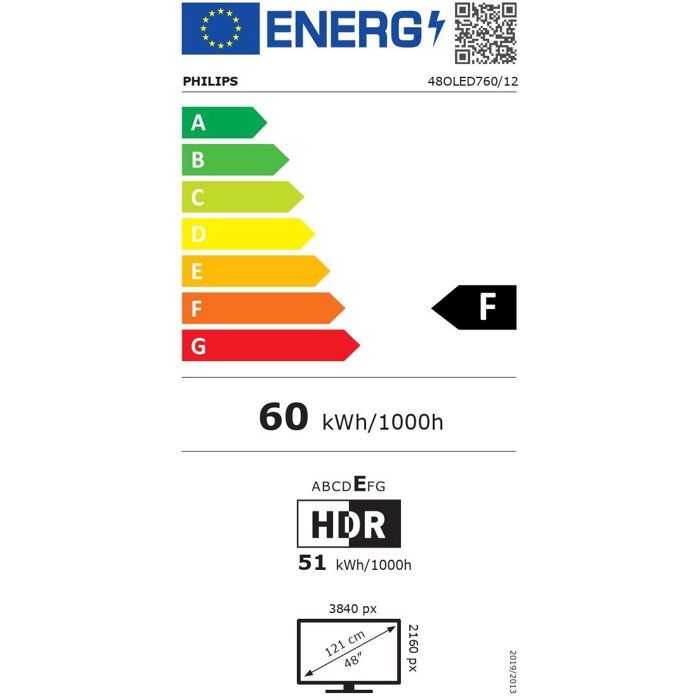 Philips 48OLED760 Ambilight - TV OLED 48 (121 cm) - 4K UHD 3840x2160 - 120 Hz - Dolby Vision - Smart TV - 4xHDMI