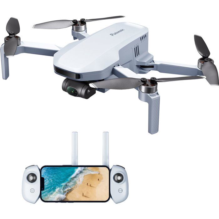 Drone - POTENSIC - Atom - Caméra 4K stabilisée - Autonomie 32 min - Assistance au vol - Positionnement précis par GPS - Blanc