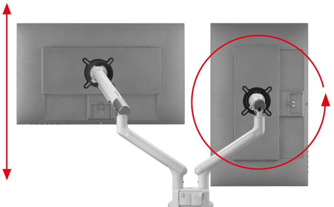 Support moniteur - ONE FOR ALL - Dynamic - Vesa 100 - Double Bras - 13 a 35'' - Blanc