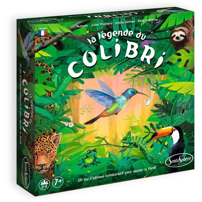 Jeu de société Coopératif - SENTOSPHERE - La légende du colibri - Sauver la foret en équipe - Adresse - Réflexes - Des 7 ans