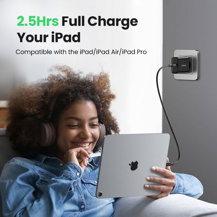 Chargeur secteur - UGREEN - 1 Port USB-C - 20W - Noir