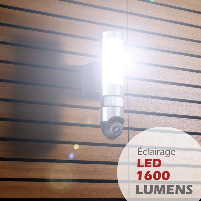 Caméra extérieure - KYF - Connectée Wifi - Rotative - Filaire - 220V - Eclairage LED 1600 Lm