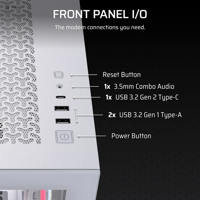 Boitier PC - CORSAIR - 3500X LXR LINK Tempered Glass Mid-Tower - 3 ventilateurs RGB a rotor inversé - Blanc