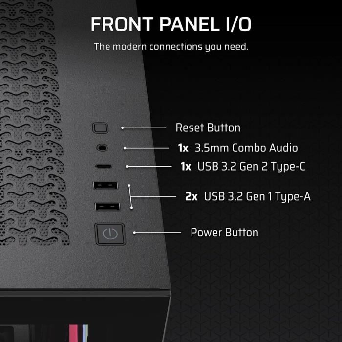 Boitier PC - CORSAIR - 3500X LXR LINK Tempered Glass Mid-Tower - 3 ventilateurs RGB a rotor inversé - Noir