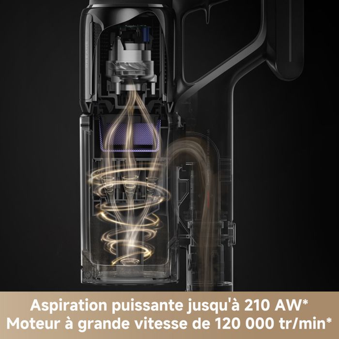 Aspirateur Balai sans Fil - DREAME Z10 - 210AW - Filtration 99,99% HEPA H14 - Détection poussiere - Réglage Auto de l'Aspiration