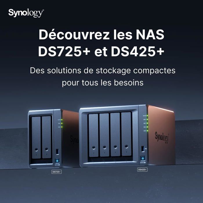 Serveur NAS PME - SYNOLOGY - DS725+ - 2 baies - 4 Go de RAM
