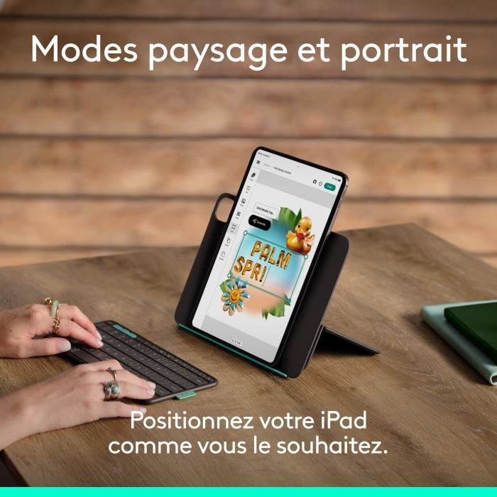 Etui clavier - Logitech - Flip Folio - Pour iPad et iPad Air 11 pouces (M4 et M5) (M2, M3 & M4) (5e génération) - Graphite