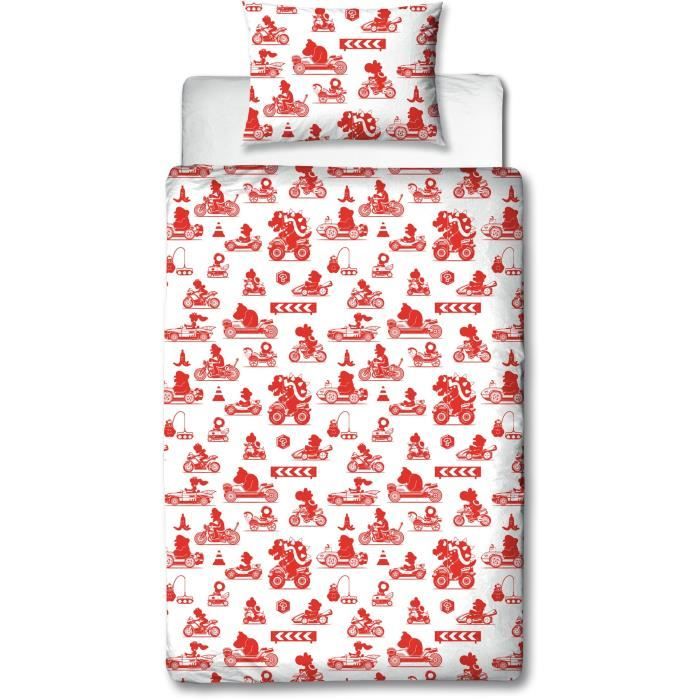 Parure de lit réversible - MARIO BROS - Mario - Microfibre - 1 housse de couette 140 x 200 cm + 1 taie 63 x 63 cm