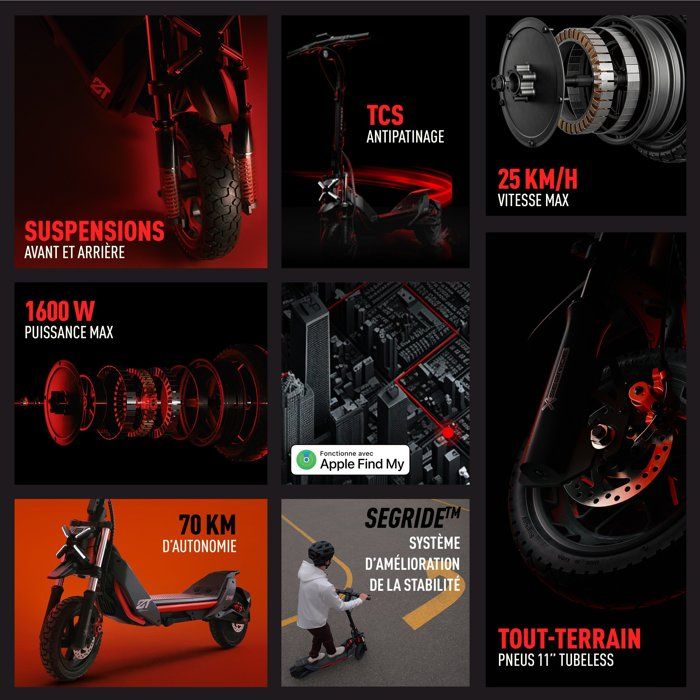 Trottinette électrique - SEGWAY - ZT3 Pro I - 1600 W - 11 - Vitesse 25 km max - Autonomie jusqu'a 70 km