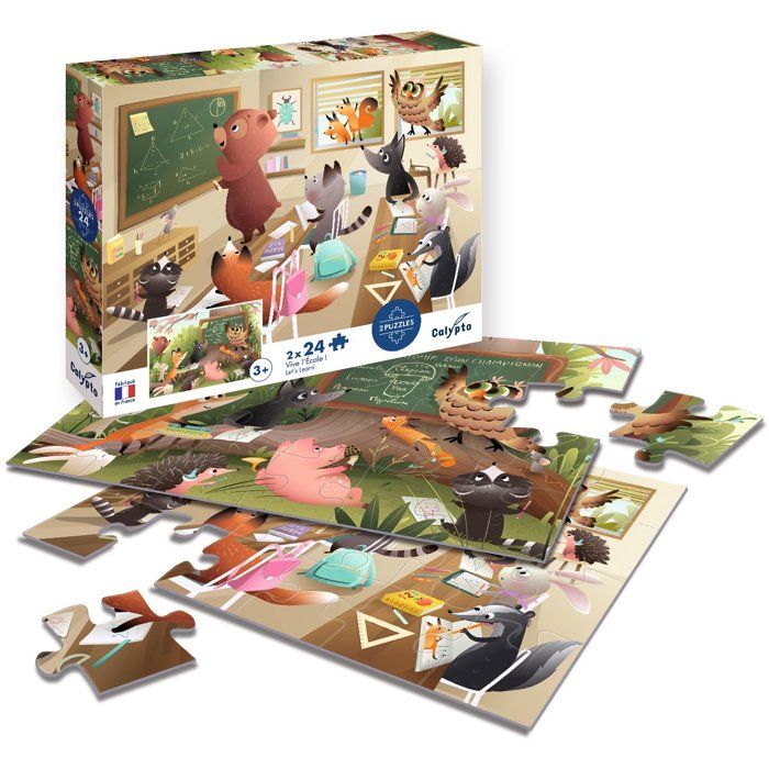 2 Puzzles - SENTOSPHERE - 24 pieces - Vive l'Ecole - Observation - Mémoire - Logique - Des 3 ans