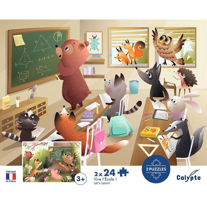 2 Puzzles - SENTOSPHERE - 24 pieces - Vive l'Ecole - Observation - Mémoire - Logique - Des 3 ans