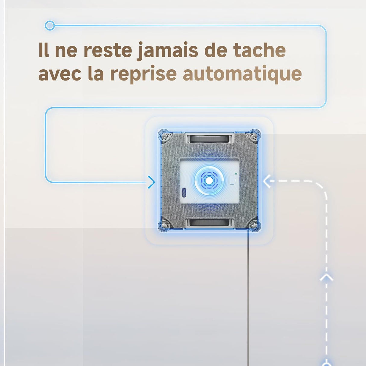 DREAME C1 - Robot Laveur de Vitres - Protection et Sécurité Fiables - Technologie CornerClean - Nettoyage Humide Minutieux
