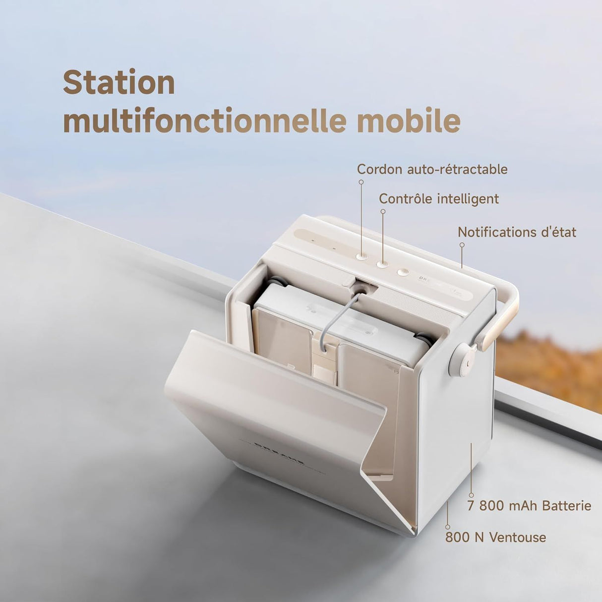 DREAME C1 Station - Robot Laveur de Vitres - Protection Intégrale - Station Mobile - Gestion Automatique du Cordon