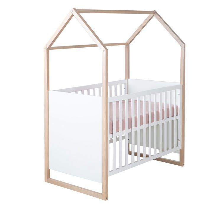 Lit bébé et cododo 2-en-1 - 60 x 120 cm - ROBA - CABANE - Chene / Blanc