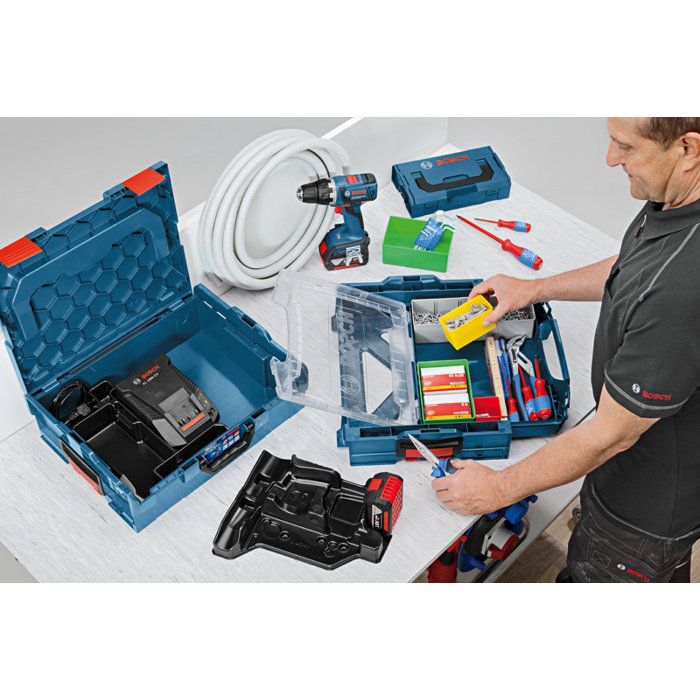Bosch Professional Combo 18V – GSR 18V-65 + GDR 18V-215 + 2×GBA 5,0 Ah + GAL 18V-40 + L-BOXX (0615A50090)