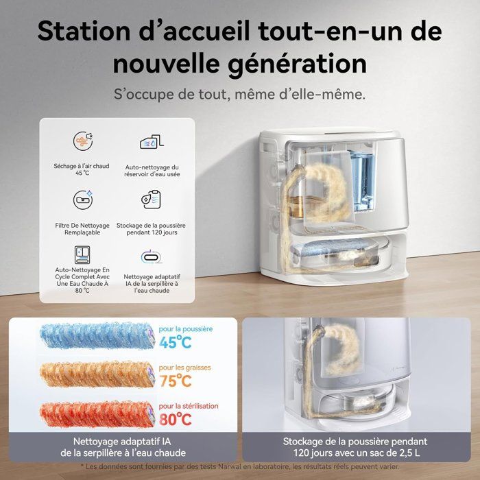 NARWAL FLOW - Aspirateur Robot Laveur avec Station - 22 000 Pa - DualFlow Anti-Enchevetrement Poil Animaux - Systeme Lavage FlowWash