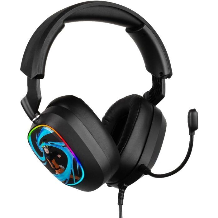 Casque gaming - Filaire - Konix - Naruto Shippuden - 7.1 PC - Haut-parleurs 50 mm - Microphone - 2 m - LED - Naruto Rasengan - Noir
