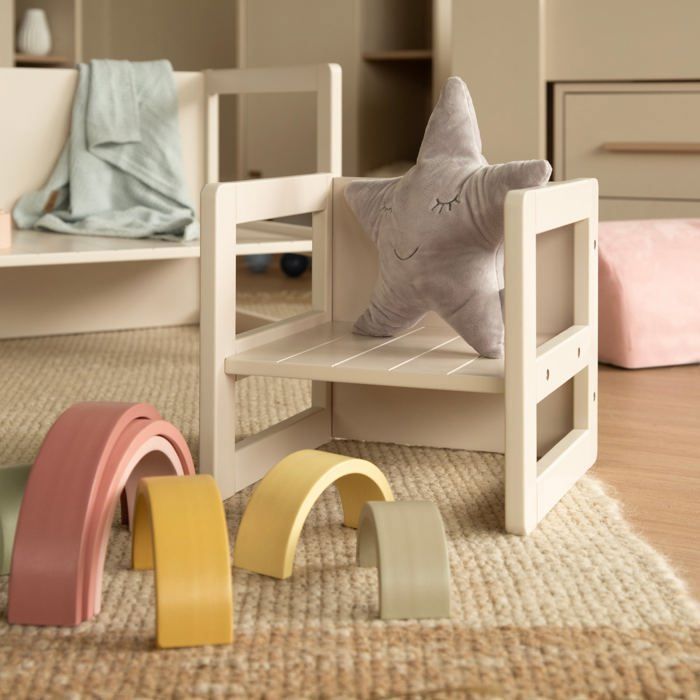 Tabouret évolutif enfant - ROBA - 3 hauteurs - Style campagne - Beige / Cachemire