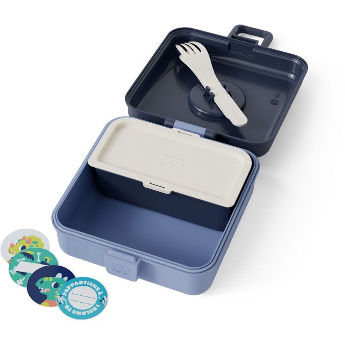 Boite a Sandwich Enfant - MONBENTO - Couverts inclus - Sans BPA - Snacky Bleu Infinity