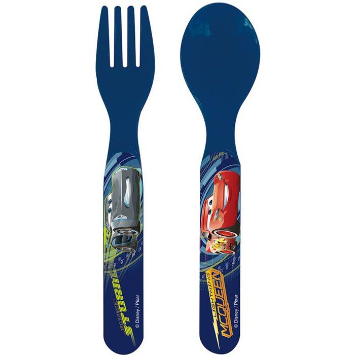 Lot vaisselle - FUN HOUSE - DISNEY CARS - 2 Verres, 2 Assiettes creuses Ø16 cm, 2 lots de couverts, Gobelet paille
