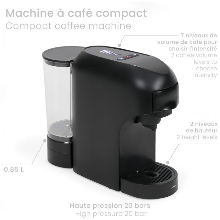 Machine a café multi-capsules 4-en-1 - LIVOO - DOD217N - 1400 W - 7 niveaux d'intensité du café - Noir