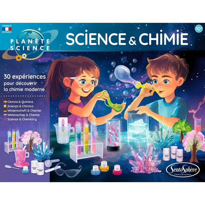 Kit Scientifique - SENTOSPHERE - Science et Chimie - 30 expériences - 12 matieres premieres - Des 8 ans