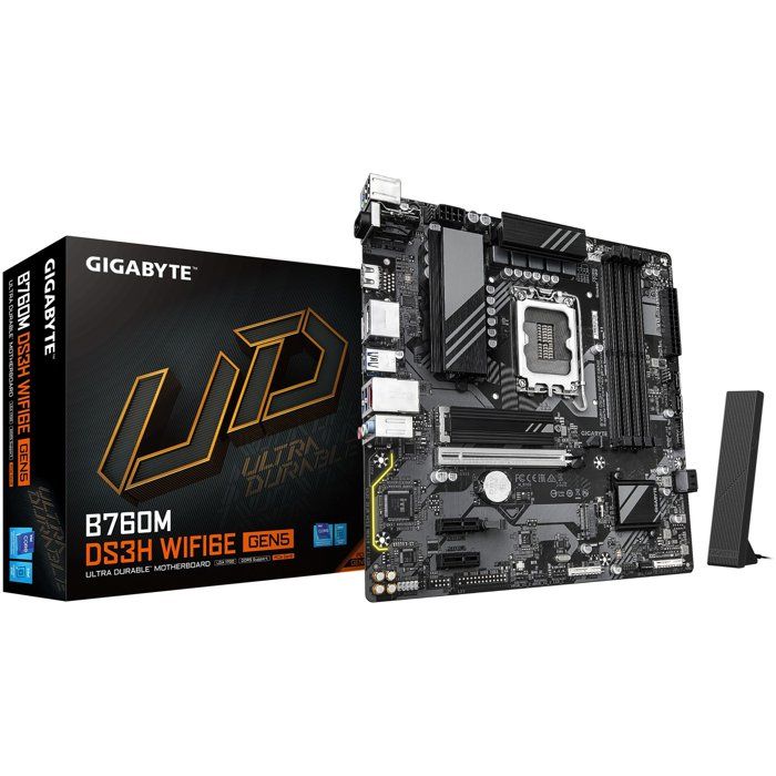 Carte mere - GIGABYTE - B760M DS3H WF6E GEN5 - Format Micro-ATX - Chipset Intel B760 - WiFi 6E & PCIe 5.0
