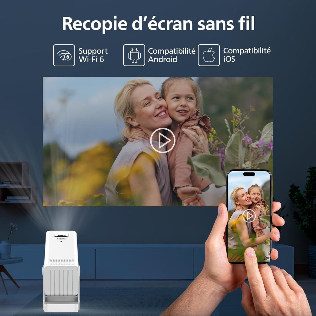 Vidéoprojecteur - PHILIPS - NeoPix 140 - HD 720p - LED - Wi-Fi - Blanc