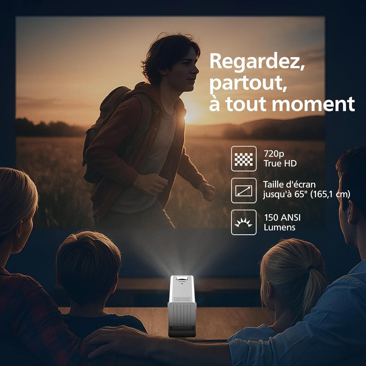 Vidéoprojecteur - PHILIPS - NeoPix 140 - HD 720p - LED - Wi-Fi - Blanc